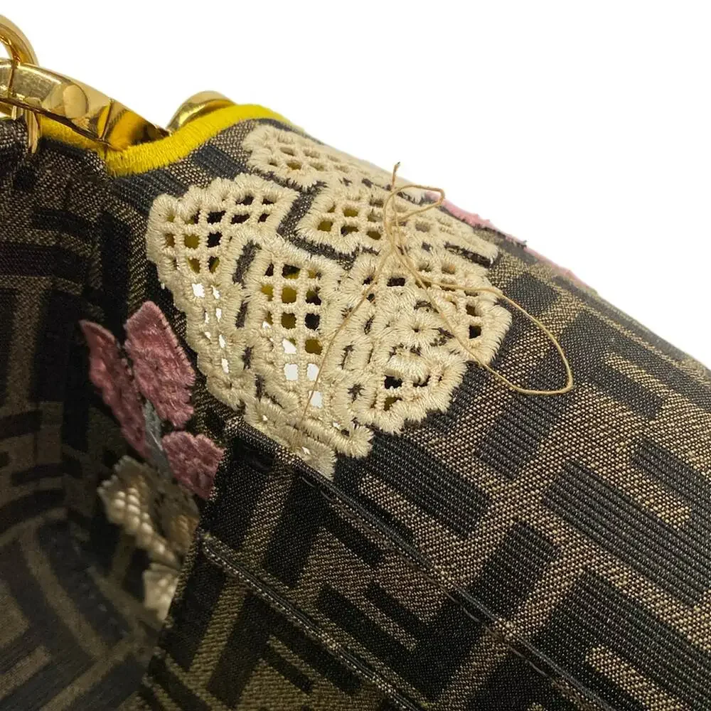Fendi Mama Bucket Handbag 8BR600 Beige Dark Brown Multi